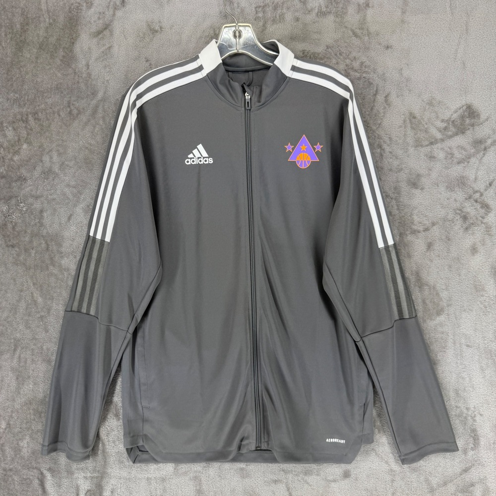 Adidas AEROREADY Primegreen‎ Mens Track Jacket Large Gray Basketball Full Zip